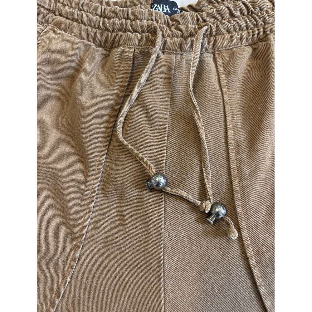 Zara Brown Cargo Pants Women Size M Elastic Waist Jogger Style Casual - Picture 5 of 11